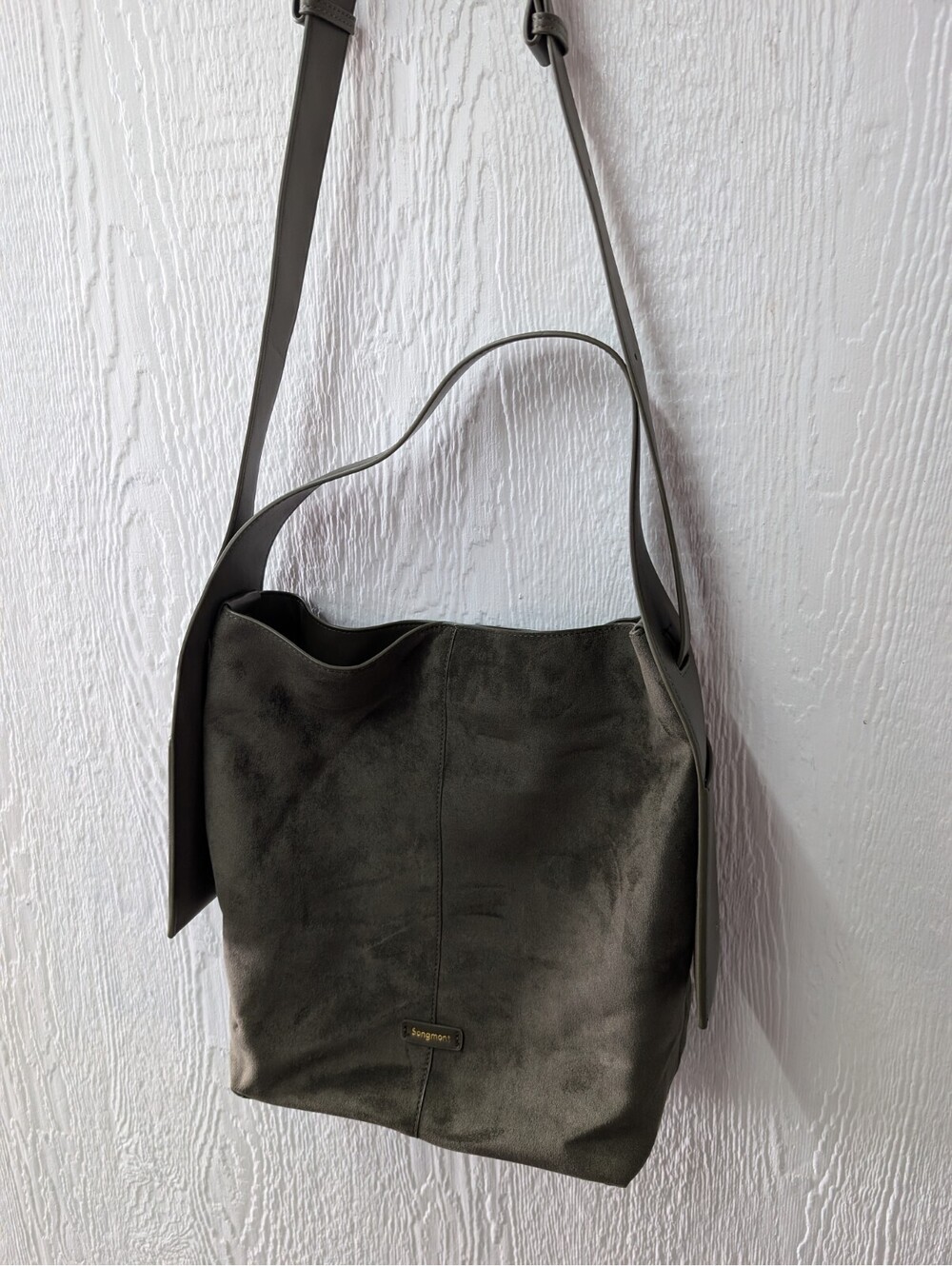 Songmont Drippy Tote Shoulder Bag Hobo Olive Green Suede - Picture 4 of 9